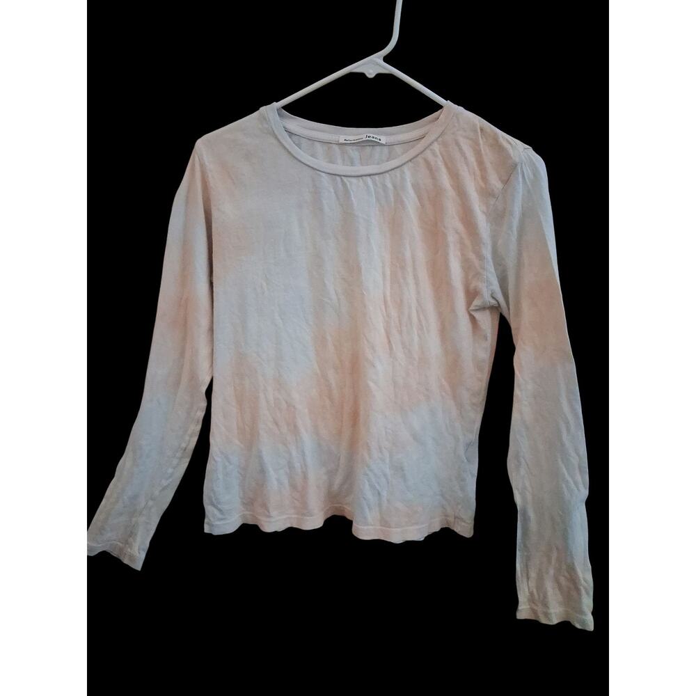 Reformation Jeans Rainbow Sherbert Long Sleeve Tee Size Xs 100% Organic Cotton